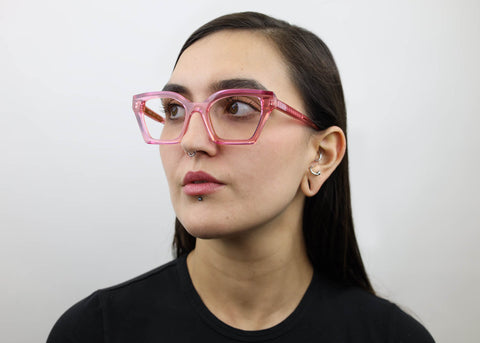 Woman wearing these SEE Eyeglasses