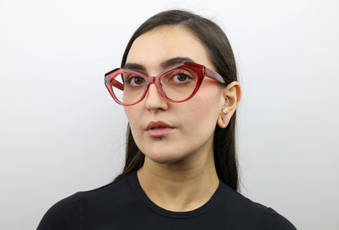 Woman wearing these luxury designer SEE Eyeglasses